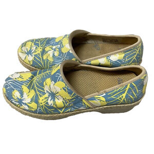 Dansko Womens Clogs Size 7.5-8 EUR 38 Yellow Blue Floral Comfort Casual Shoes